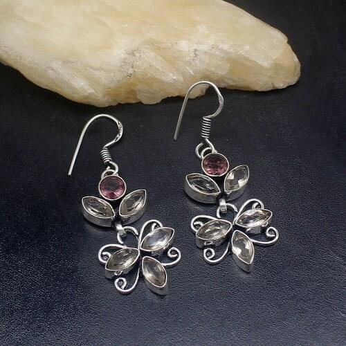 Gemstonefactory Big Promotion Unique 925 Silver Smoky Topaz Amethyst Women Ladies Gifts Dangle Drop Earrings 20211821