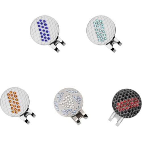 Crystal Hat Clip Golf Ball Markers for Golf Cap Visor - 5 Colors