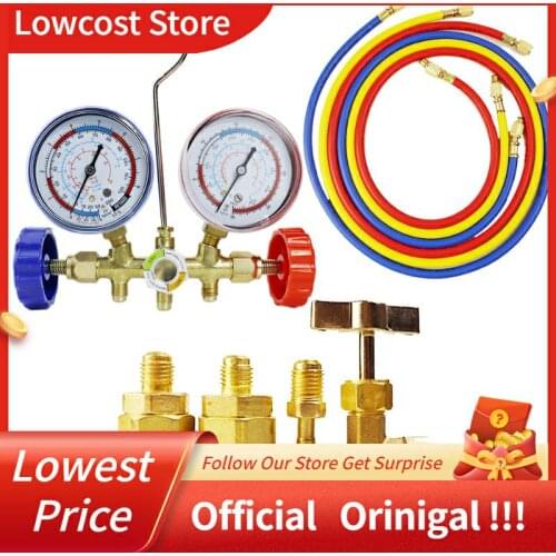Air Conditioning Tool with Hose and Hook for R12 R22 R404A R134A Air Condition Tool Refrigerant Manifold Gauge Set