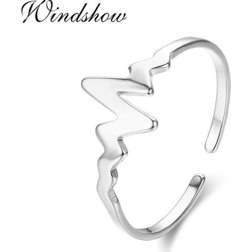 Cute 925 Sterling Silver Rings For Women Girl Love Electrocardiogram Jewelry Finger Toe Anillos Bague Argent Aneis bijoux Anillo