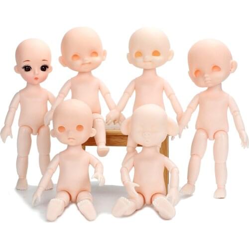 16CM BJD Doll 13 Moveable Jointed Dolls With smile pig face Naked white Nude Women Body NO Face up without hair to makeup Dolls