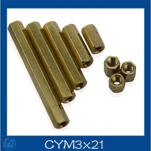 M3*21mm Double-pass Hexagonal Screw nut Pillar Copper Alloy Isolation Column For Repairing New High Quality