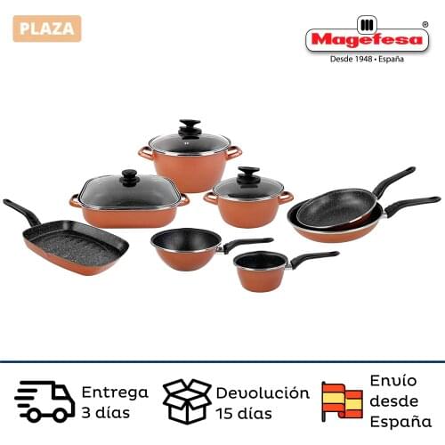 Kitchen Set Copper MAGEFESA (pans, pots, pans, casseroles, casseroles, tartera, wok) vitrified enameled steel suitable for induction