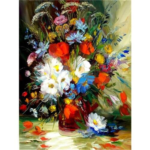 Flower Bouquet DIY Cross Stitch 11CT Embroidery Kits Needlework Craft Set Printed Canvas Cotton Thread Home Decoration Sale
