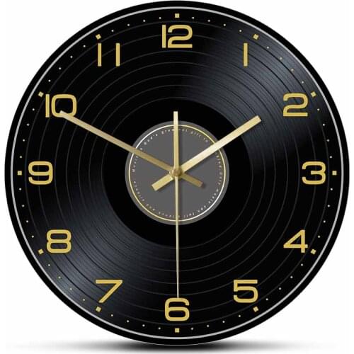 Vinyl Record Printing Art Wall Clock For Music Studio Vintage Album Record Minimalist Home Decor Silent Swept Quartz Wall Watch