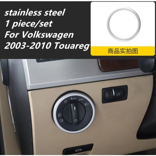 Stainless steel 1pc headlight switch decoration ring Car stickers for Volkswagen 2003-2010 Touareg Accessories