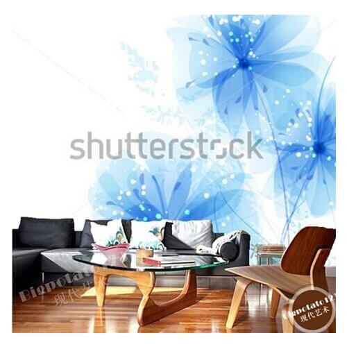 Custom papel DE parede floral, blue flowers for the bedroom living room TV wall Embossed wallpaper papel DE parede