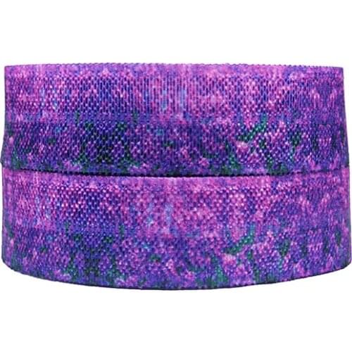 Wholesale flower foe, beautiful purple lavender printed elastic ribbon