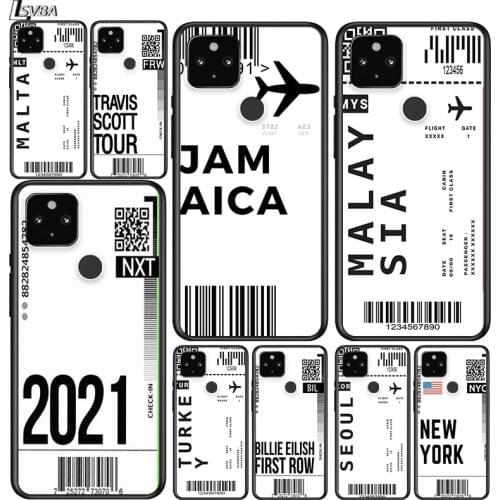 Air Ticket Travel Shockproof Cover for Google Pixel 5 4 4A XL 5G Black Phone Case Shell Soft Fundas Coque Capa