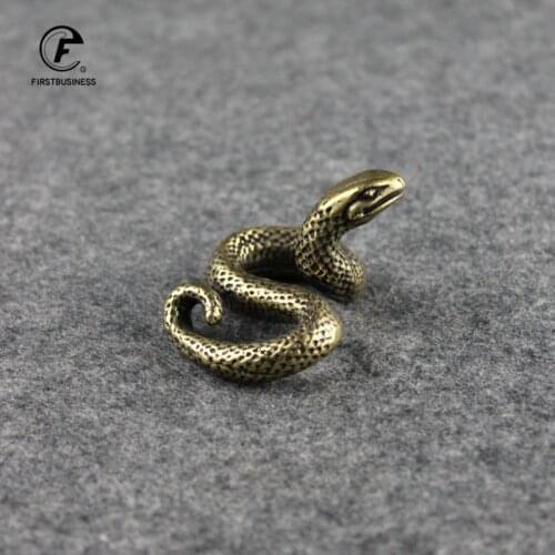 Retro Brass Snake Figurines Home Decor Pure Copper Animal Statue Crafts Office Desk Tea Pet Decoration Small Ornament Collection