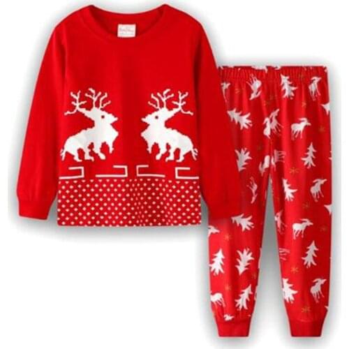 Retail New Children Pajamas Sleepwear Red Kids Boys Christmas Suit Baby Girls Cotton Nightgown Nightwear Party clothing P021