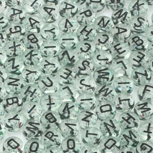 Silver Letter Acrylic Beads Round Flat Alphabet Starry sky Cube Loose Spacer For Jewelry Making Handmade Diy Bracelet Necklace