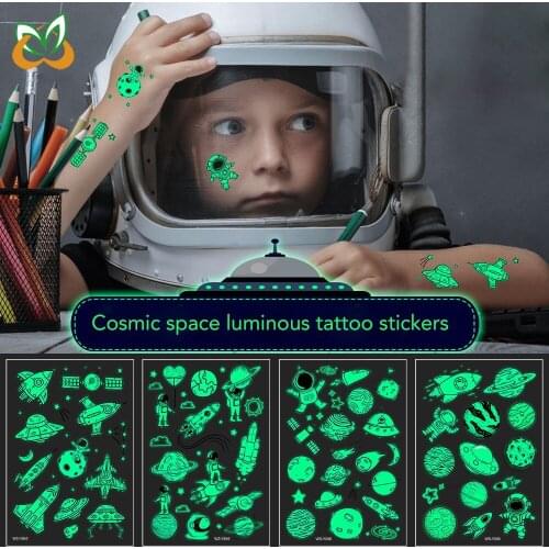 Luminous Universe Space Tattoo Sticker Children Cartoon Party Kawaii Kids Stationery Stickers
