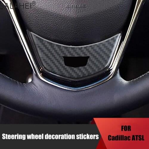 Carbon Fiber Car Steering Wheel U shape Decoration Trim Stickers For Cadillac ATSL 2012 2013 2014 2015 2016 2017 2018 Auto Style