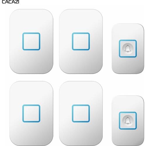 Smart Wireless Doorbell Waterproof 300M Remote US EU UK AU Plug 2 Button 4 Receiver Intelligent Home LED Light Door Bell Chime