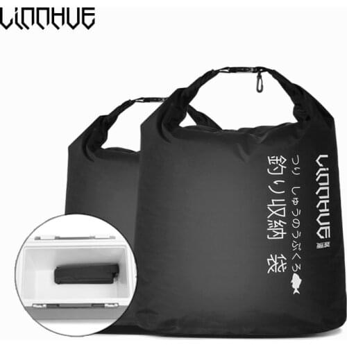 LINNHUE Fishing Bucket Water 23/28/43L Outdoor Folding Portable Fish Bucket Japan PA Oxford Cloth High Quality Black Handle Bags