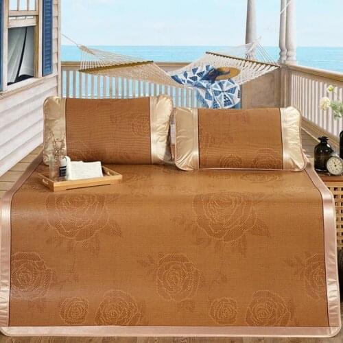 High quality summer Cool mat Fitted sheet set Indonesian bed cover sleeping mat foldable bedspread 2 or 3pcs /set brown bed set