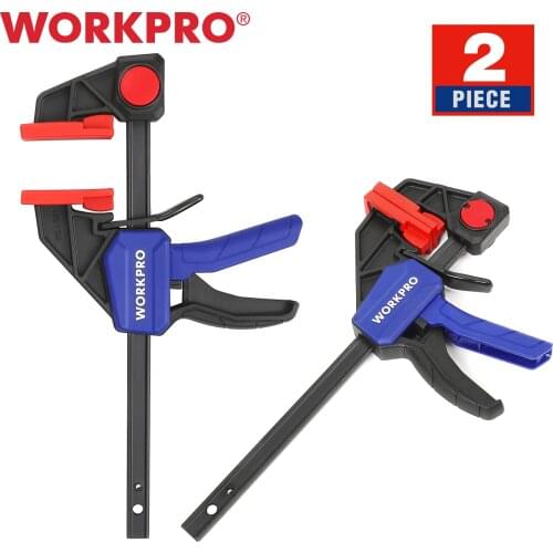 WORKPRO 6Inch 2PC Quick Ratchet F Clamps For Woodworking Carpentry Clamp One-Handed Heavy Duty Bar Clamp Wood Clip Kit Hand Tool
