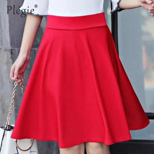 Plegie Skirts Womens High Waist Midi Skirt Spring Autumn Streetwear Knee Length Skirt With Safety Pants Faldas Mujer Moda 2019