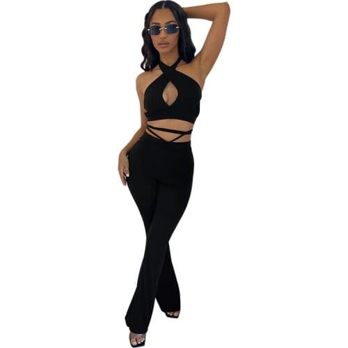 Womens Summer Suit New Sexy Two-Piece Sleeveless Tight Waistband Trousers Suit Summer Woman Outfit