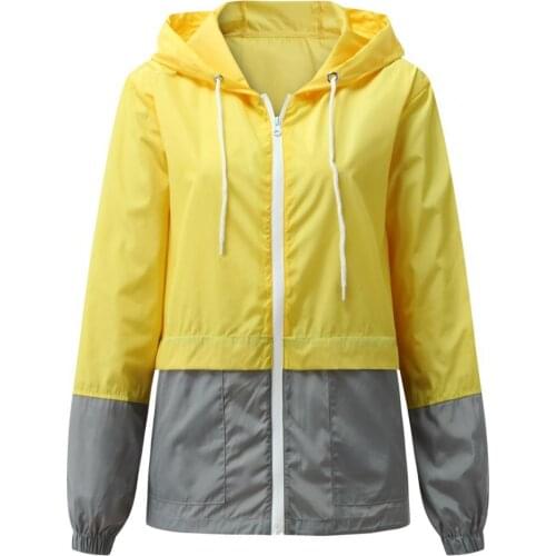 2021 Women Color Block Jacket Coat Waterproof Transition Jacket Outdoor Hiking Clothes Lightweight Raincoat Womens Raincoat