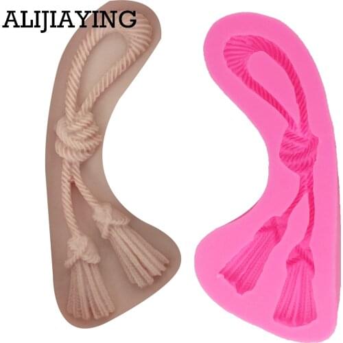 M1329 1PC Curtain Hemp Rope Silicone Mold Fondant Cake Decorating Tools Cake border Lace Moulds Kitchen Accessories