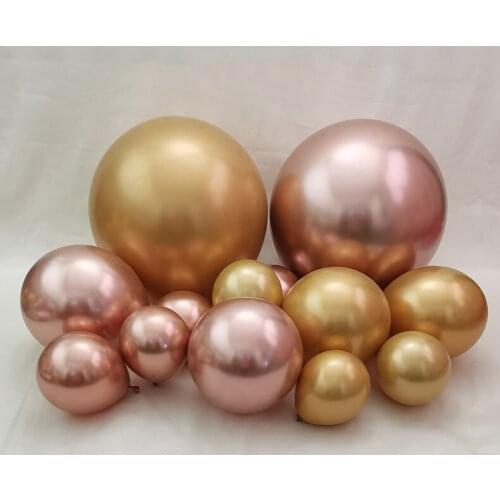 1pack 10/12/18/36inch rose gold Metal Latex Balloons Thick Chrome Metallic Colors helium Air Balls Globos Birthday Party Decor