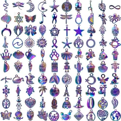 10Pcs/Lot Mixed Rainbow Color Charms Diy Pendant Women Keychain Earrings Jewelry Wholesale