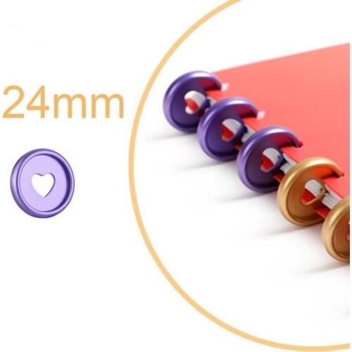 100pcs 24mm Colorful Heart Binder Plastic Matte Notebook Ring Mushroom Hole Discs Button DIY Scrapbook Accessories Office Suppli