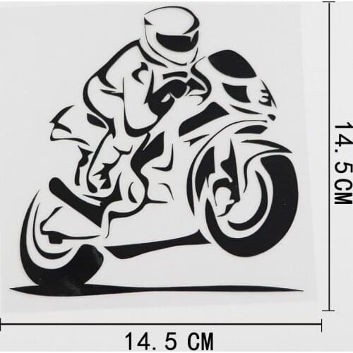 14.5CMX14.5CM Motorbike Rider Sports Race Vinyl Car Sticker Black/Silver 8A-0278