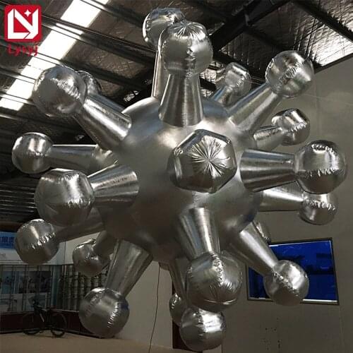 2m Silver Pirate Party Supplies Inflatable Star with Led Light for Bar Stage Decoration