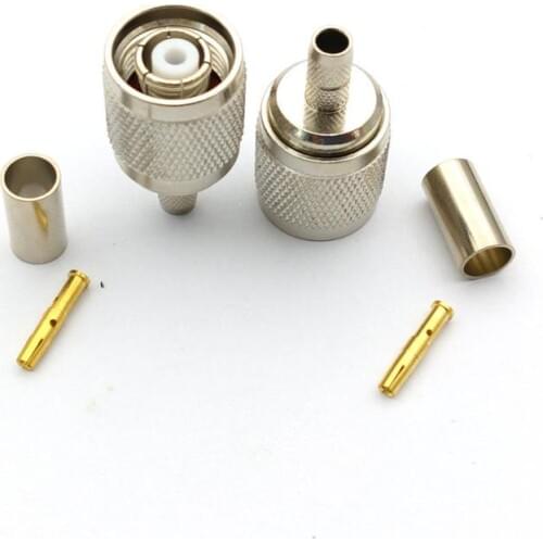 2PCS brass RP TNC male connector plug for LMR195 RG58