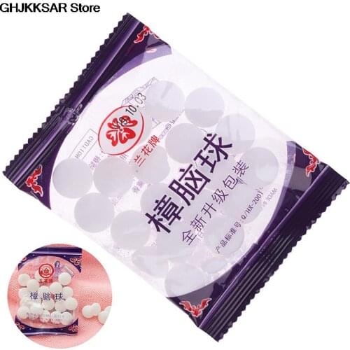 20pcs/bag Natural Mothballs Anti-mold Moth Repellent Camphor Ball Pest Control Wardrobe