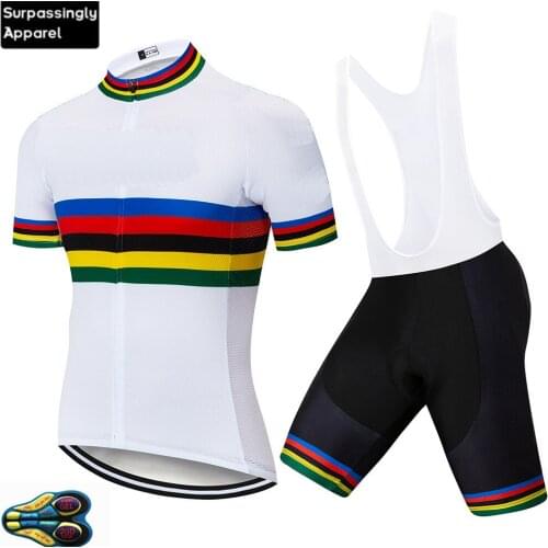 2019 White Team Cycling Clothing Bike Jersey Quick Dry Mens Bicycle Clothes Summer Cycling Jerseys 20D Gel Bike Shorts Set