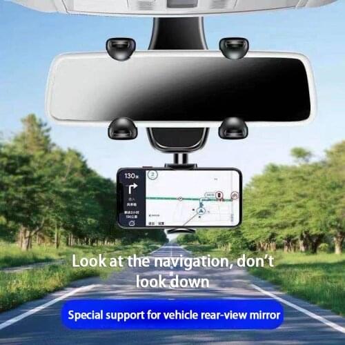 360° Rotation Car Rearview Mirror Mount Stand Holder Car Phone Holder Cradle For Cell Phone GPS Car Rear View Mirror Holder