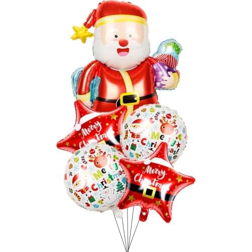 5pcs/Set Christmas Foil Balloons Cartoon Santa Snowman Elk Toys Xmas New Year Home Decor Party Supplies Helium Globos Navidad