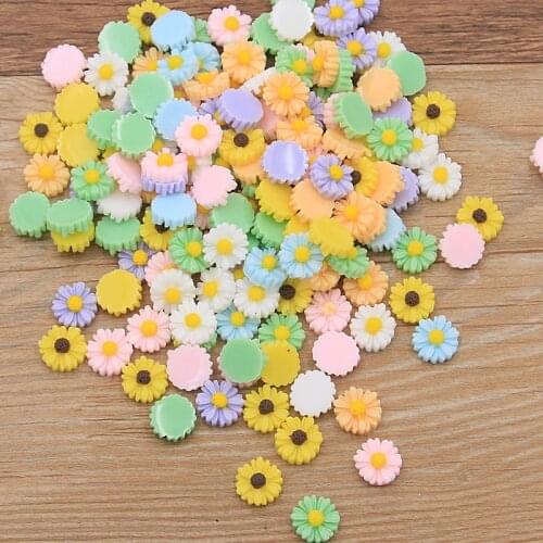 60pcs/lot 12mm 2020 New Colorful Flower Flatback Resin Cabochons Scrapbook Craft DIY Embellishments decor Headwear accessories