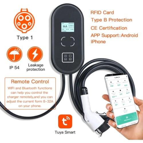 Type 1 Wallbox 7.2kw SAE J1772 EV Car Charger Electric Vehicle Charging Station 32A 1 Phase EVSE Level 1