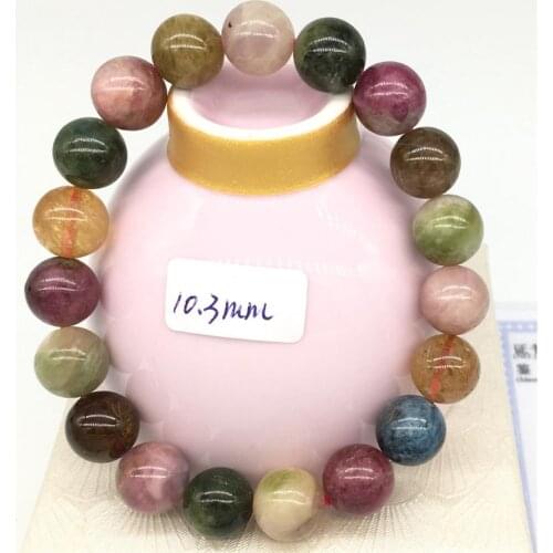 Baceda Natural Tourmaline Bracelet 10MM Beads Multi-crystal Jewelry Bi Xi Bracelets