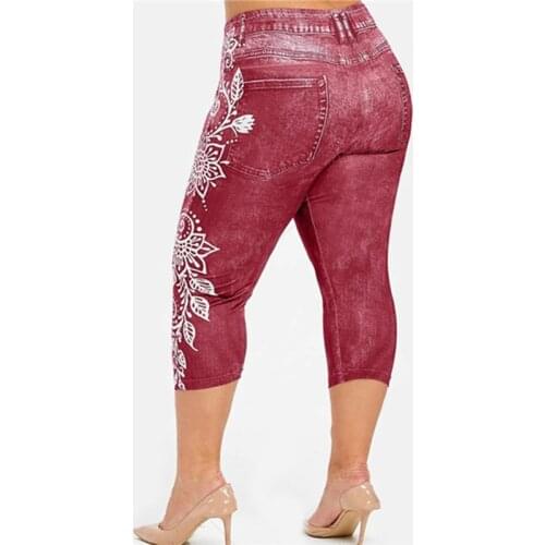 Sexy Ladies Jacquard Weave Ninth Pants New Women Pencil Pants Fashion Female Print Floral High Waist Pants womens Clothing