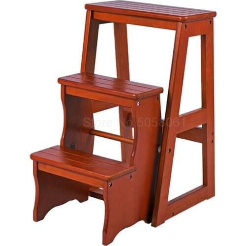 Household multi-function folding ladder stool imported solid wood ladder indoor ascending ladder chair rack ladder