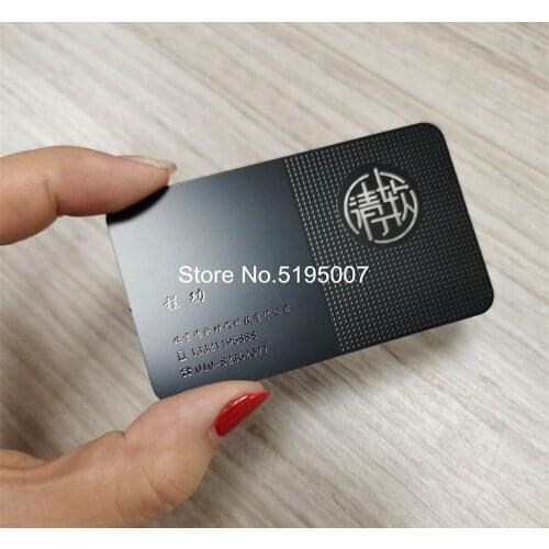 Matt surface plating black metal business cards with engraving logo