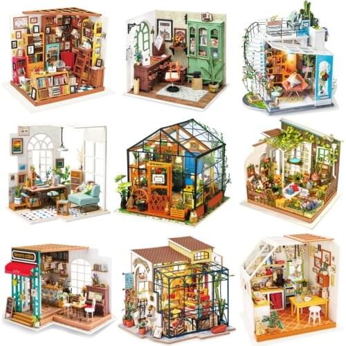 Dropship Robotime Wooden Dollhouse Kits 3d Diy Miniature Doll House Furniture Toys For Children Birthday Gifts Best Collection