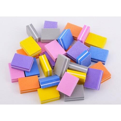 10/20/50pcs Mini Double-sided Nail File Blocks Colorful Sponge Nail Polish Sanding Buffer Polishing Manicure Tools for Beauty
