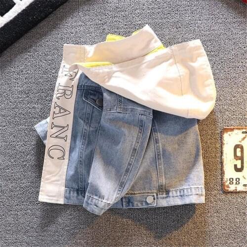 Jeans Jacket Boys with Hood Kids 2021 Autumn Brother Coat Denim Motorcycle Outfit Children Windbreaker Size 2 3 4 5 6 Years