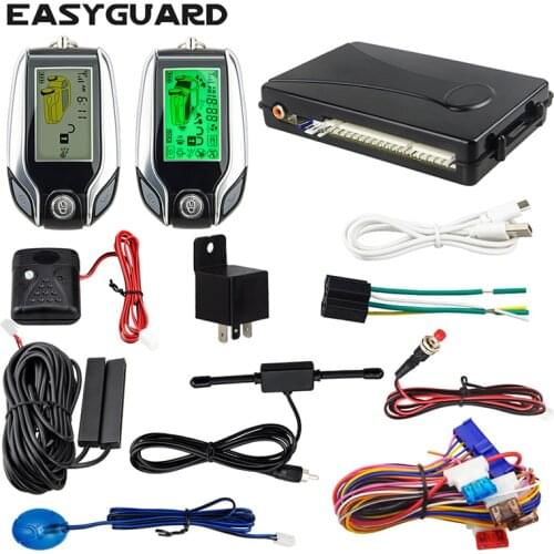 EASYGUARD 2 Way pke Car Alarm System LCD Pager Display auto lock unlock security vibration alarm shock sensor security kit