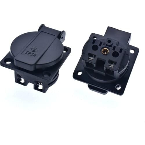 Eu Germany Waterproof Industrial Socket 16A 250V IP54 AC Power Connector Plug Electrical Wall Socket With cover & Safety shutter