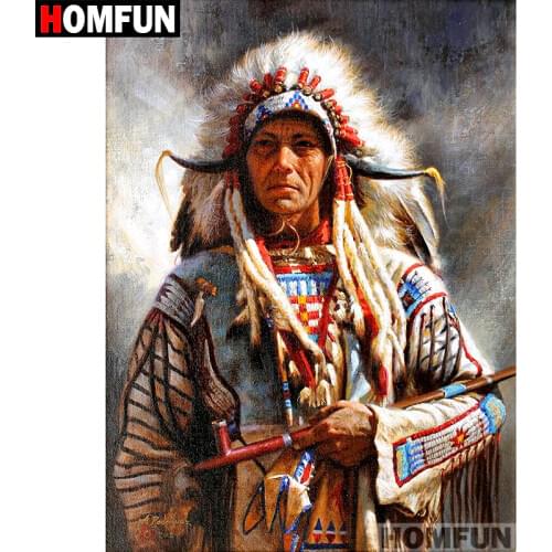 HOMFUN Full Square/Round Drill 5D DIY Diamond Painting "Indian feathers" Embroidery Cross Stitch 5D Home Decor Gift A07020