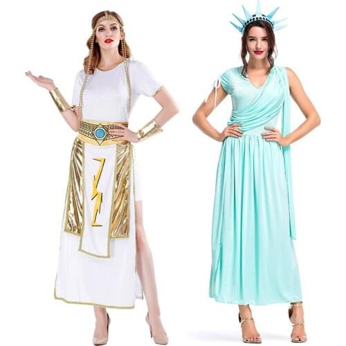Halloween Carnival Costumes Sexy Women Greek Statue of Liberty Cosplay Costume Athena Goddess Performance Costume C58K114