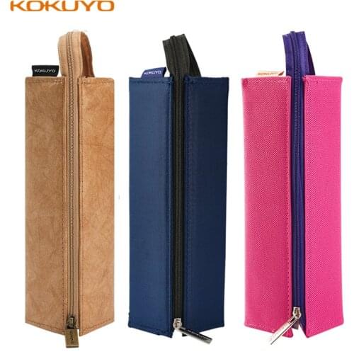 KOKUYO Pencil Case Simple Square Canvas Student Silicone Niche Pencil Case Large Capacity Stationery Bag Stationery Box